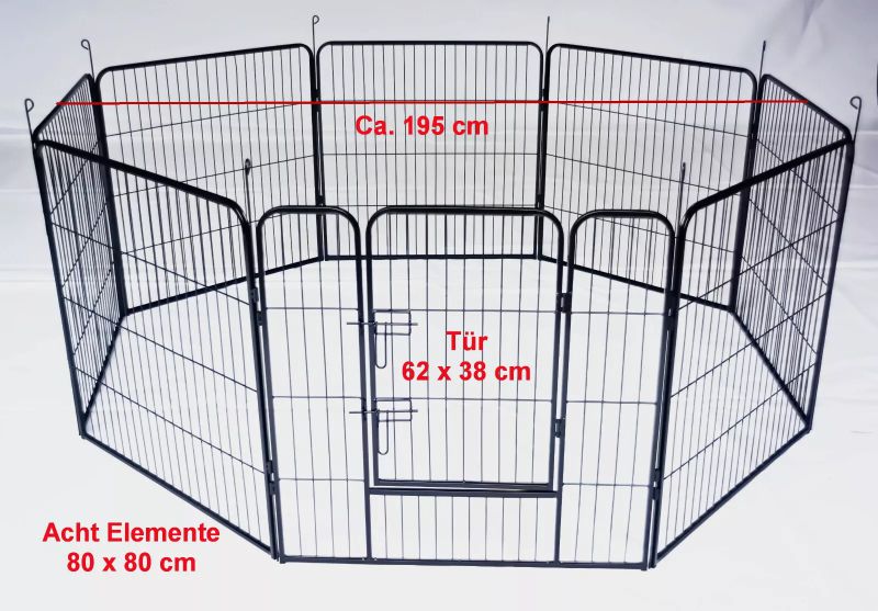 Welpenauslauf Gehege Zwinger Laufstall Hundezaun Tiergehege Gitterzaun Auslauf 8 teilig 80 cm hoch Schutzgitter, Gitterzaun, Hundezaun, Hundekäfig, Hundegitter, Kleintierstall, Schutzzaun, Kleintiergehege, Transportgitter, Transportstall, Hasenauslauf