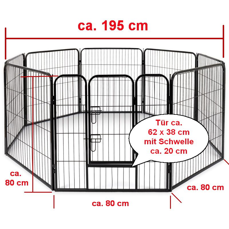 Welpenauslauf Gehege Zwinger Laufstall Hundezaun Tiergehege Gitterzaun Auslauf 8 teilig 80 cm hoch Schutzgitter, Gitterzaun, Hundezaun, Hundekäfig, Hundegitter, Kleintierstall, Schutzzaun, Kleintiergehege, Transportgitter, Transportstall, Hasenauslauf